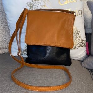 Two-Tone Leather Crossbody Bag